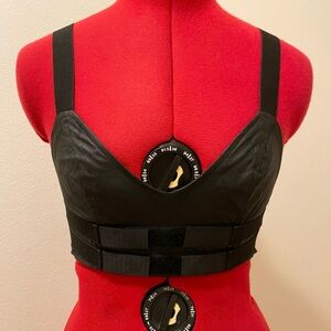 Vintage 90s Lip Service faux leather velcro strap crop tank top S Goth Cyberpunk